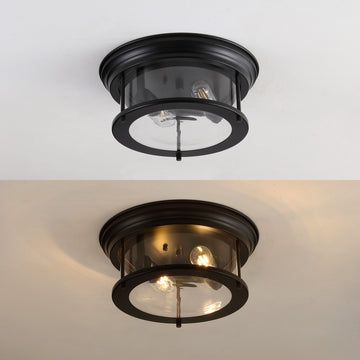 Lauren 13.25" Metal/Glass LED Flush Mount - JONATHAN Y